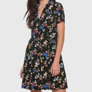 Disney Mickey & Friends Sensational 6 Collared Button Front Flowy Dress NWT M
